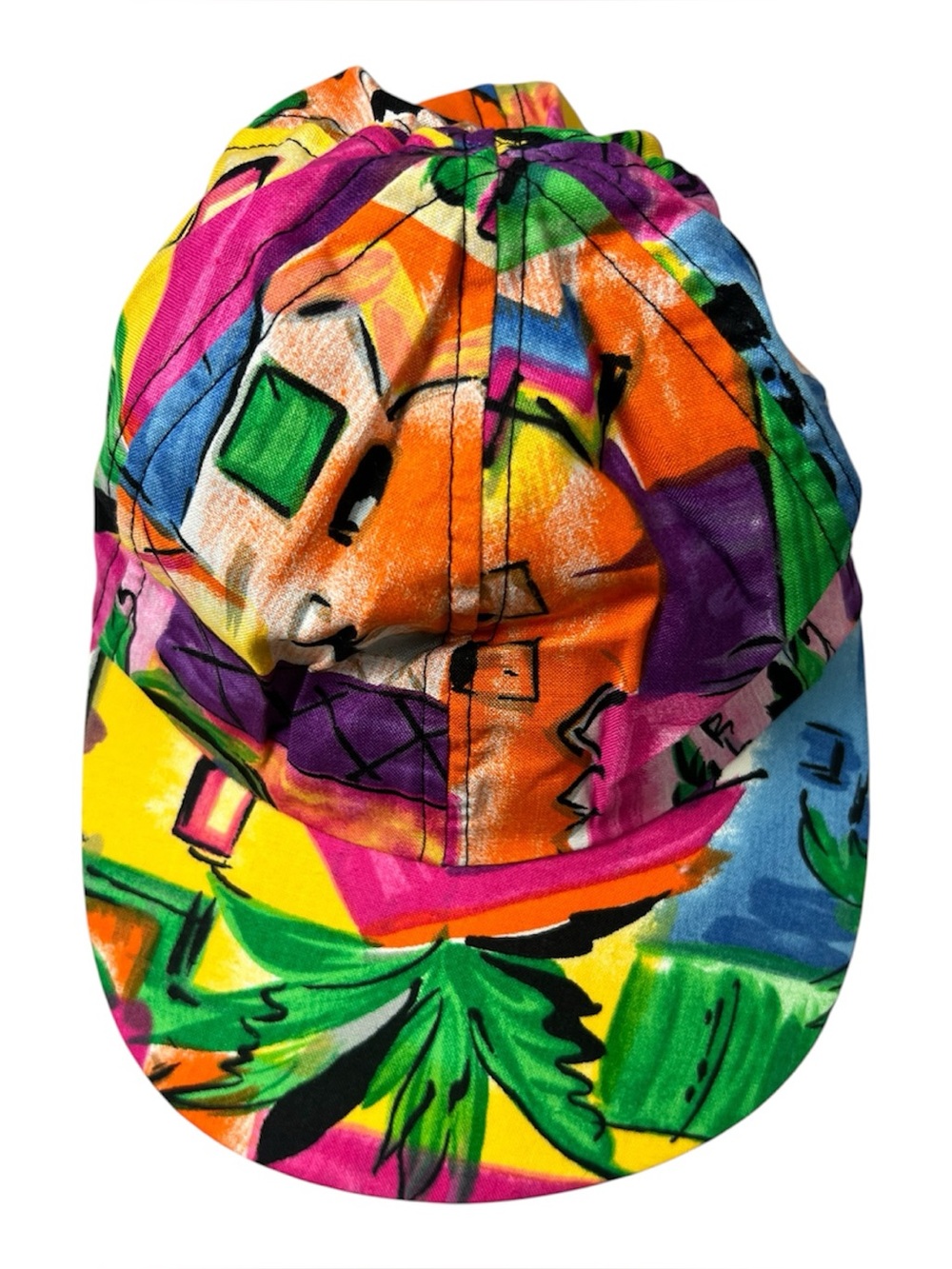 VTG 80s 90s Made in USA Abstract Artsy Graphic Print Dad Hat Baseball Cap